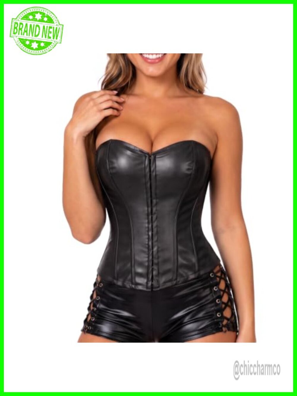 Faux Leather Corset Top Strapless Bustier Steampunk Gothic Clubwear